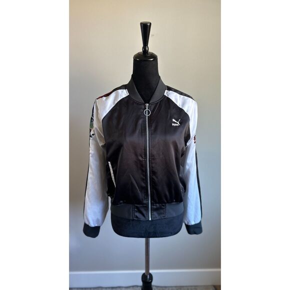 PUMA Women's Blk & White Embroidered Premium Archive T7 Tracksuit Jacket Size M - Picture 2 of 9